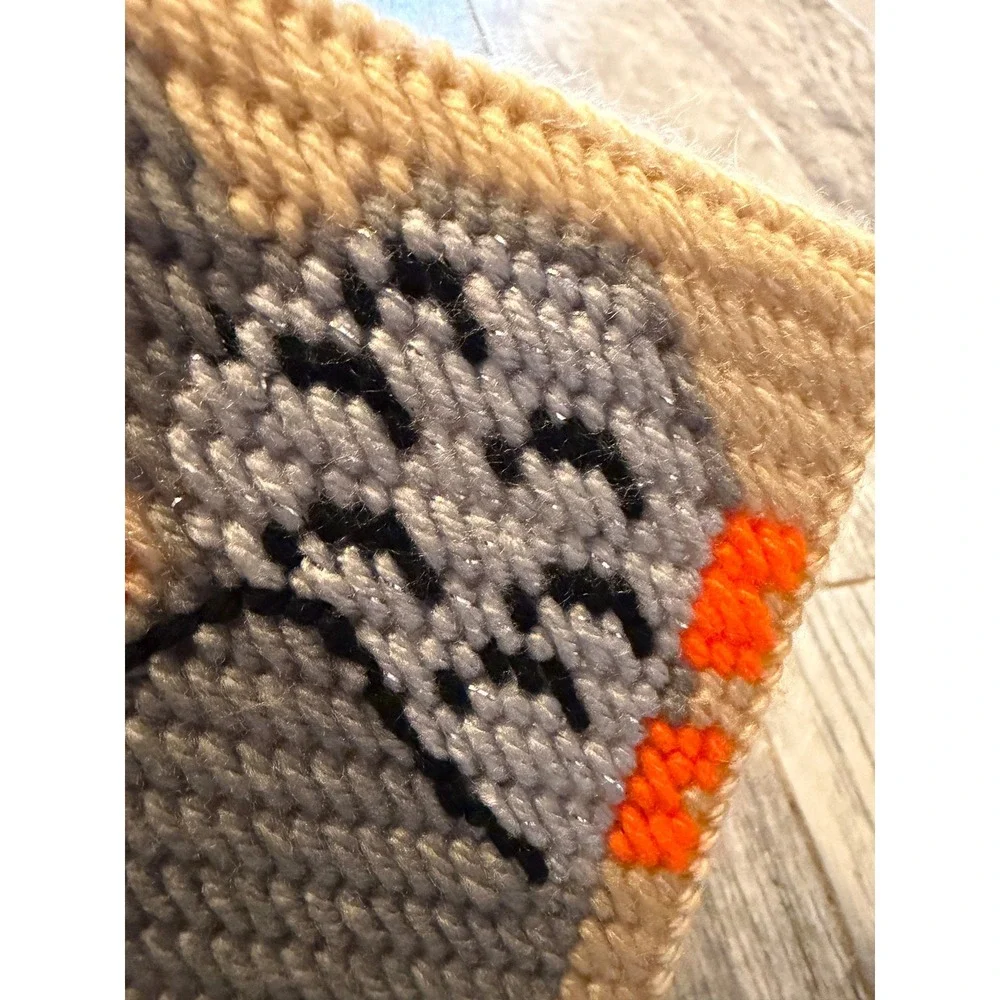 Needlepoint Tissue Box Cover Owl Moon Plastic Canvas Handmade Home Halloween